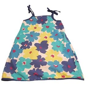 Hanna Andersson Size 5 (110) Thin Cotton Floral Blue Tie Strap Dress Beach FLAW